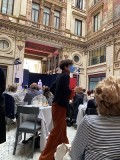 The  press officer Paola Rotunno welcomes journalists